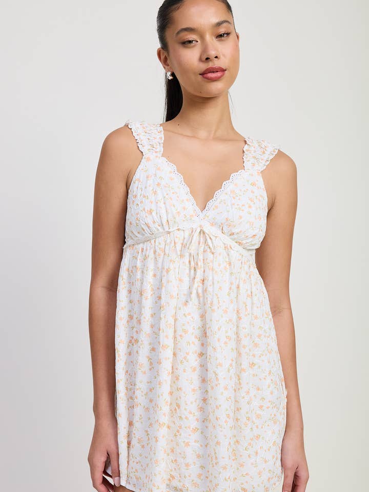 MINI FLORAL BABYDOLL PUFF STRAPS DRESS for wholesale by Emory Park