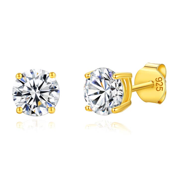 Lavishe Jewelry - Wholesale Stud/post earrings - 14K Gold Plated 925 Sterling Silver Round Brilliant Cut Cubic Zirconia Stud Earrings Hypoallergenic Earrings for Women 3-6mm4