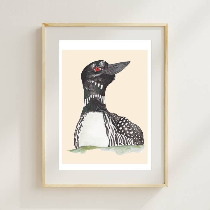 Common Loon Watercolor Print for wholesale by Wild Botanical Atelier