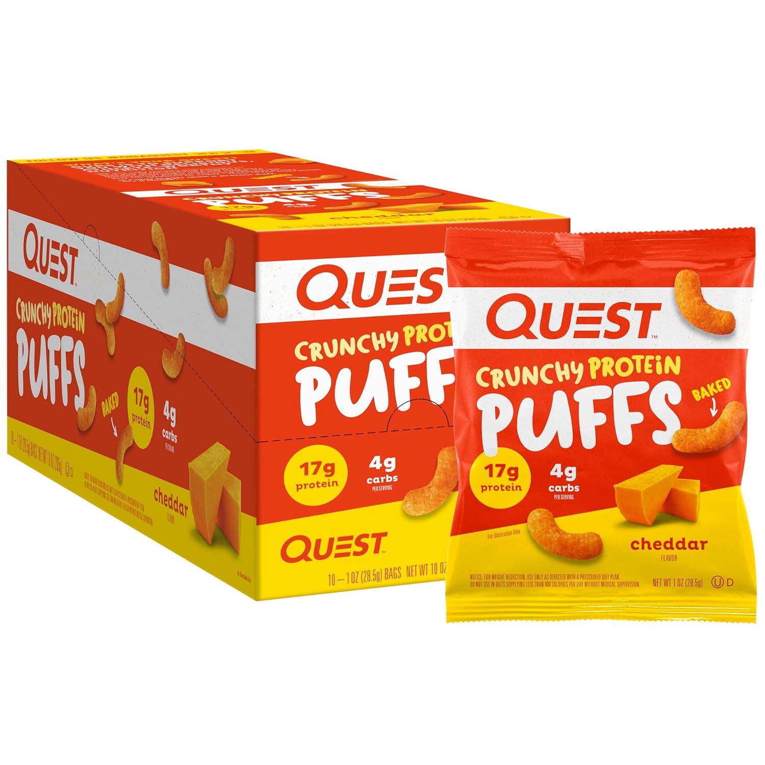 L&F Universal Goods - Wholesale Puffed Snack - QUEST PROTEIN PUFFS 10/1OZ CHEDDAR0