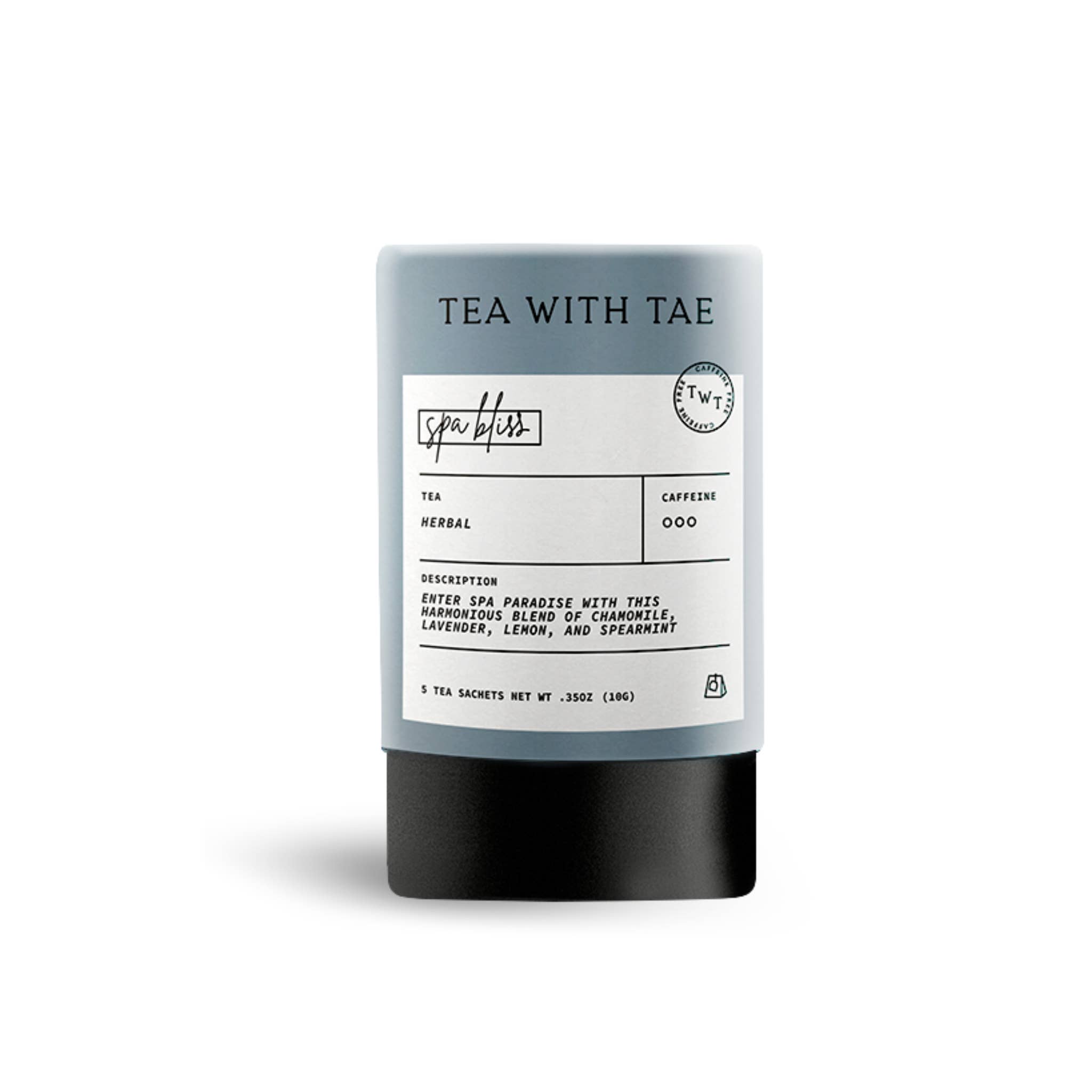 Tea with Tae - Wholesale Tea bags - Spa Bliss Herbal Mini Tea Tube Gift (5 tea bags)