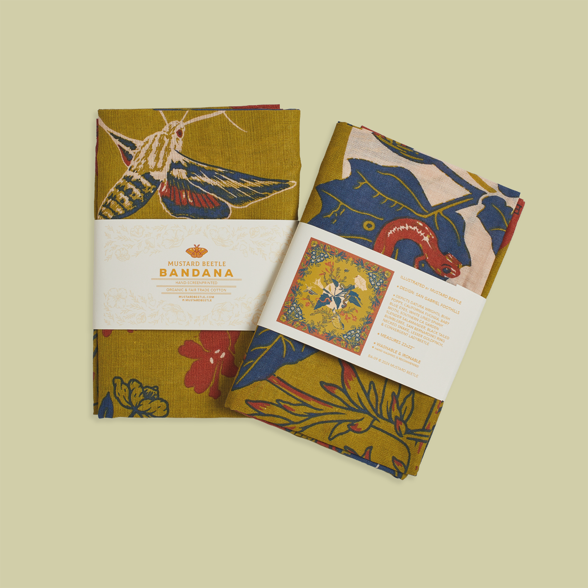 Mustard Beetle – wholesale Bandana – Women's – Organic Fair Trade Bandana: San Gabriel Foothills2