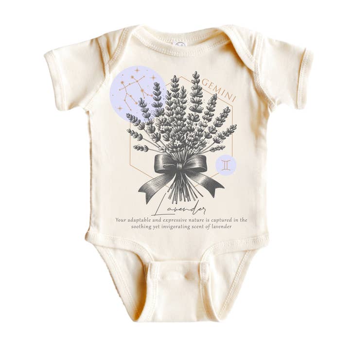 Gemini Floral Celestial - Baby Boy Girl Clothes Infant Bodysuit Funny Cute Newborn for wholesale by North Fork Forager LLC