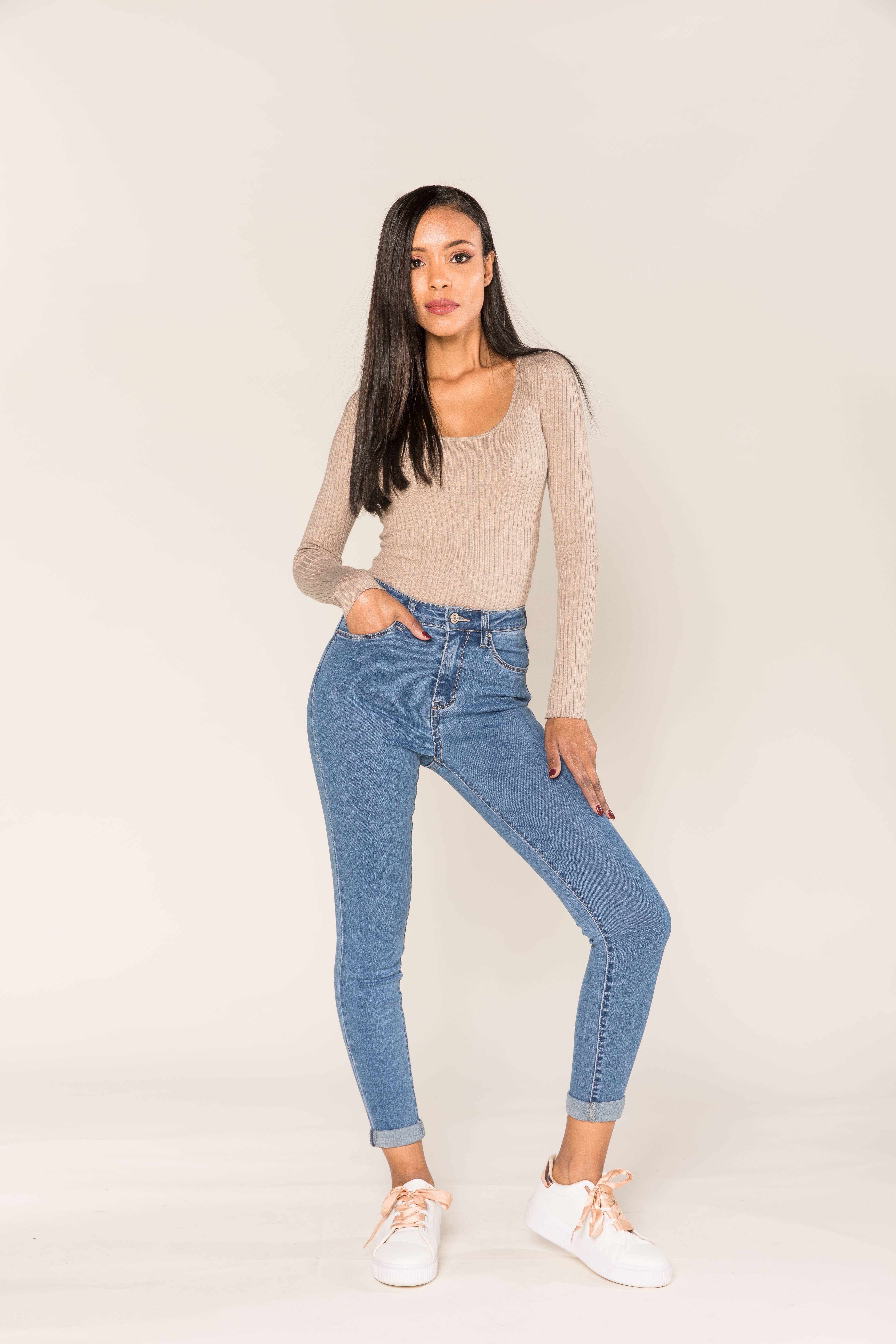 Nina Carter – Engroshandel Jeans - Dame – P078 stretch skinny bukser med høj talje16