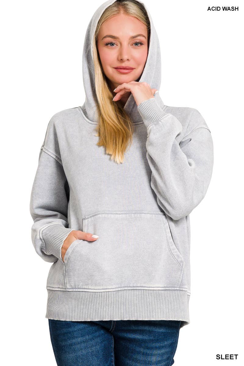 42POPS - Wholesale Hoodie – Women's - ',,,.._ Fleece Acid Wash Kangaroo Pocket Hoodie2
