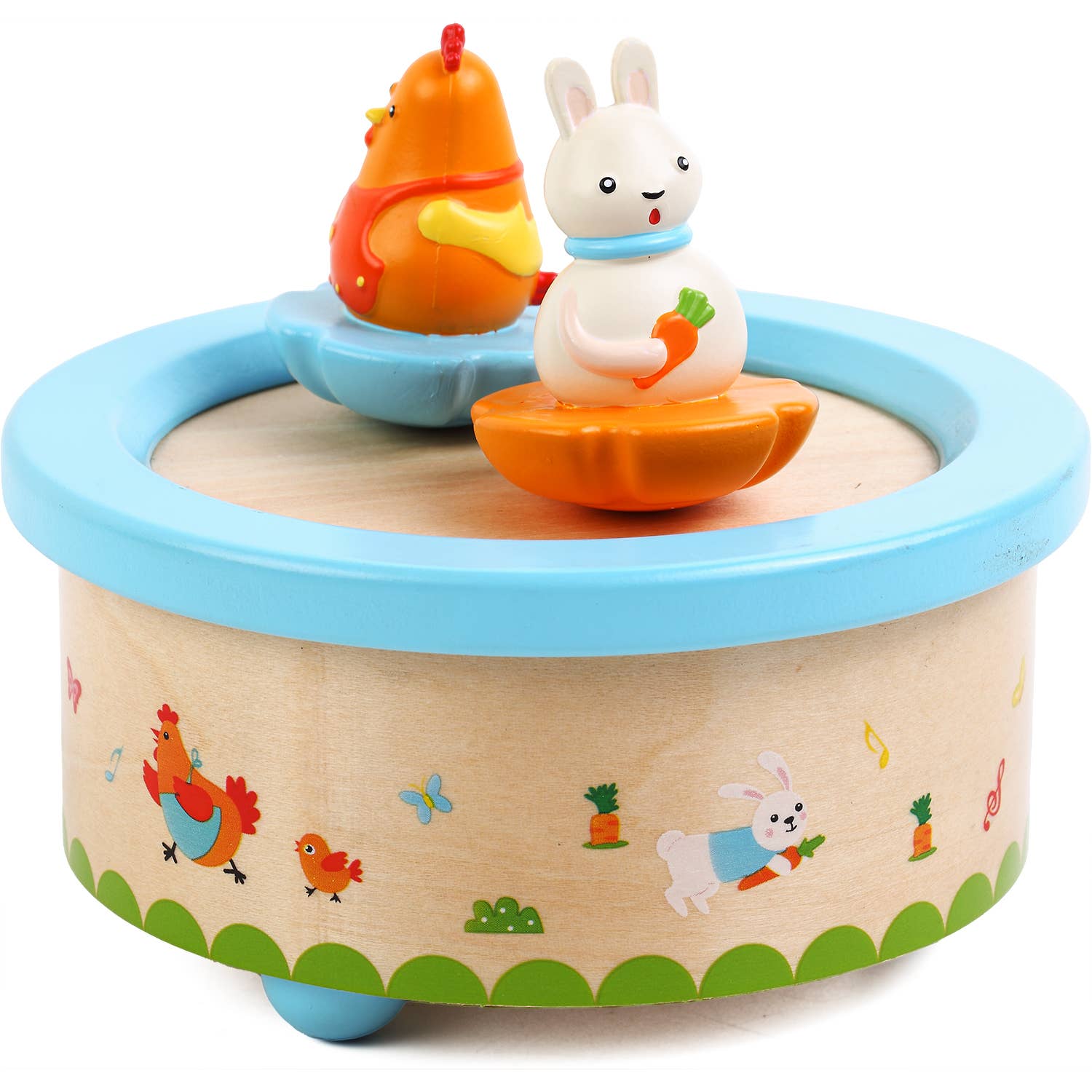 Ulysse Couleurs d'Enfance – Großhandel Musikspielzeug – Kind & Baby – Spieluhr mit Huhn und Hase aus Holz3