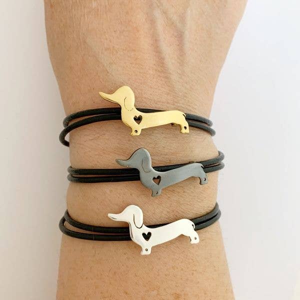 Dachshundarmband i sterlingsilver – justerbart läderband för wholesale av AfricanDreamland