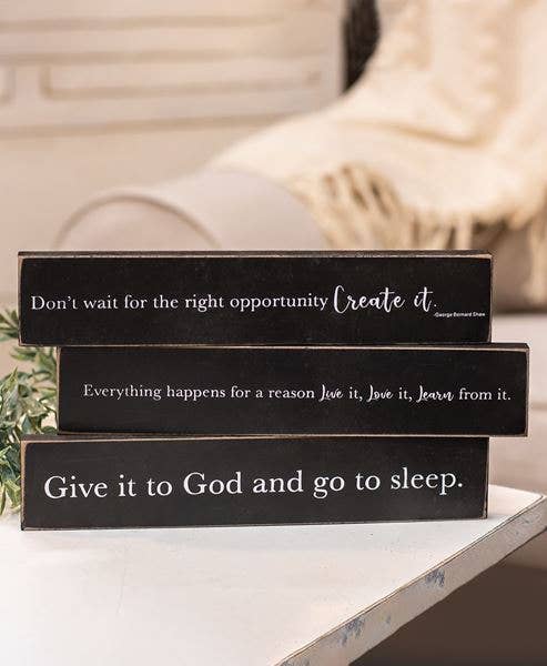 Col House Designs - Wholesale Sign - Give It To God Wooden Block, 3 Assorted1