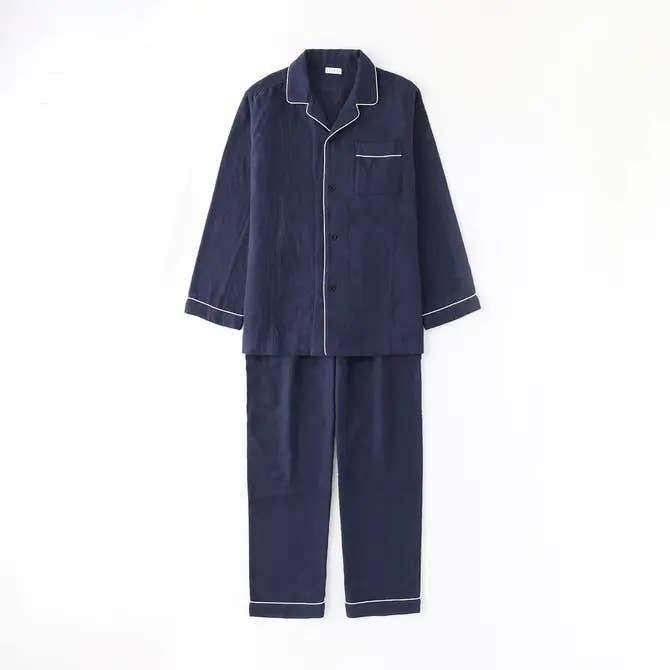 UCHINO - Vente Haut et bas de pyjama – unisexe - Pyjama en gaze de guimauve UCHINO - Bleu foncé