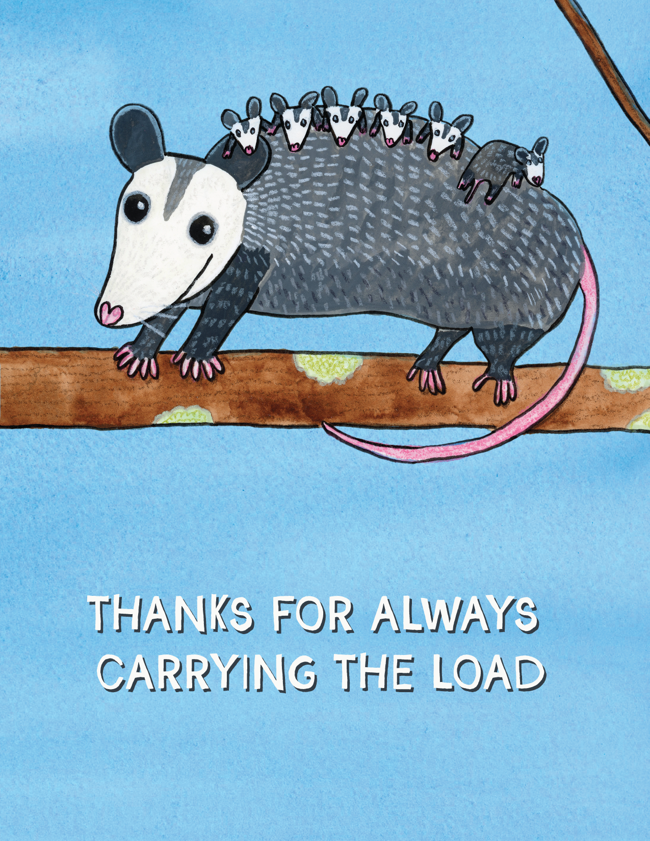 Over the Mewn - Wholesale Mother's Day Card - 'Mama Opossum' Mother's Day Card1