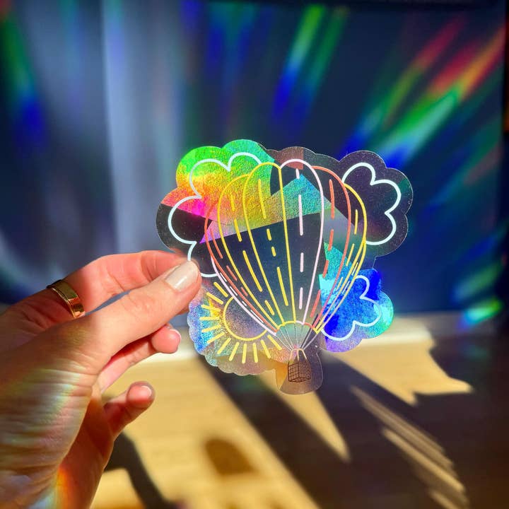 Ten By Ten - Wholesale Suncatcher - Hot Air Balloon Suncatcher Sticker Rainbow Window Decal4
