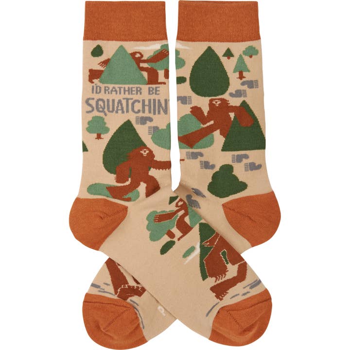 Primitives by Kathy - Wholesale Socks - Unisex - I'd Rather Be Squatchin' Socks1