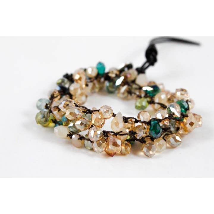 Handgeknoopte Omvormbare Gehaakte Armband, Ketting of Hoofdband, Kristalmix - WR-034 voor wholesale door LIZOU