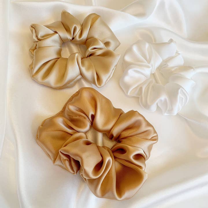 Gold Satin Scrunchies for wholesale by KUOR