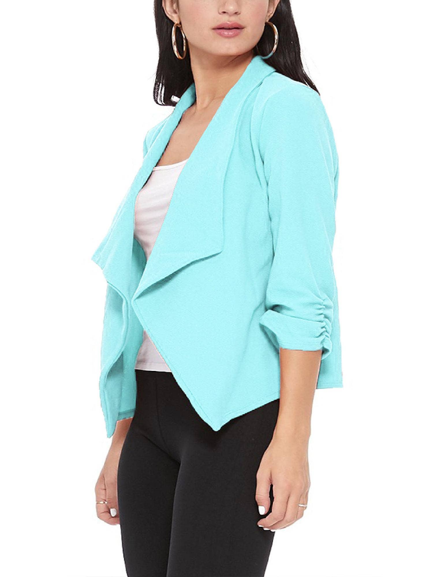 MOA COLLECTION - Wholesale Blazer - Women's - Casual Open Front Draped Solid Blazer Jacket5