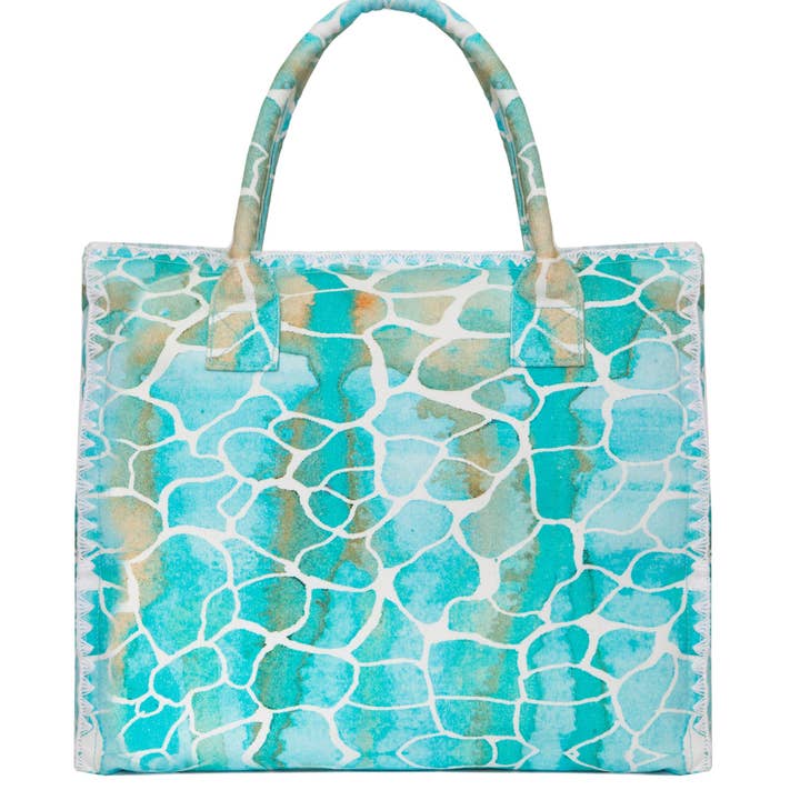 Sophia Alexia - Wholesale Beach Bag - AQUA PEBBLES BARBADOS BEACH BAG2
