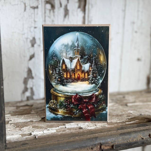 JanMichaels Art & Home - Vente Décoration de Noël - Bloc Boule à Neige Église HMK1036B0
