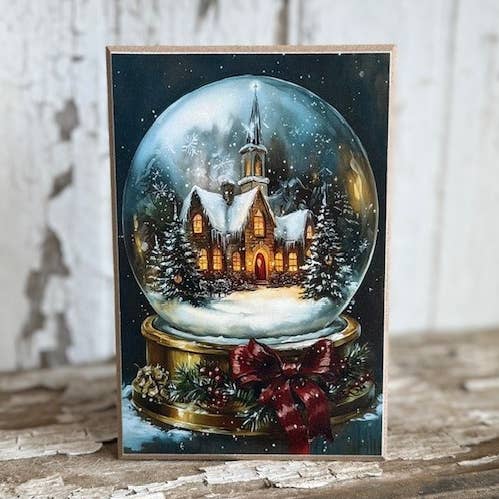 JanMichaels Art & Home - Vente Décoration de Noël - Bloc Boule à Neige Église HMK1036B0