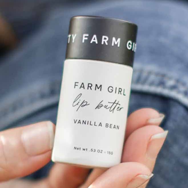 Beurre à lèvres au suif à la vanille dans des tubes de voyage écologiques pour la vente par Pretty farm girl