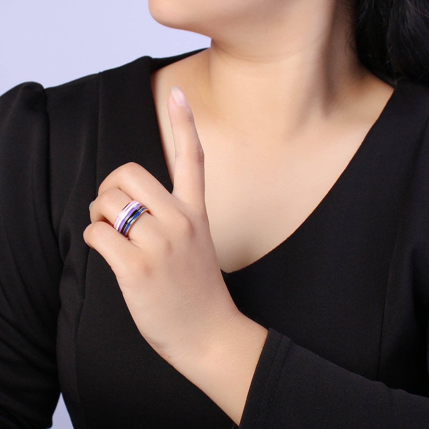 Aim Eternal - Wholesale Band/Stacked Ring - Pride Flag Rings LGBTQ Ring Gold Filled Open Adjustable Stac6