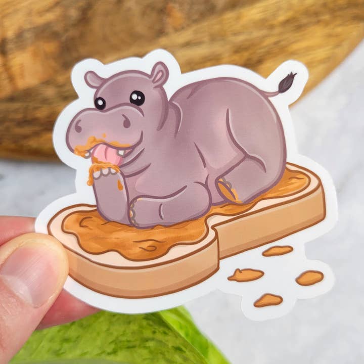House Hippo Vinyl Sticker, 3x2.7" for wholesale by Chez Louie Designs