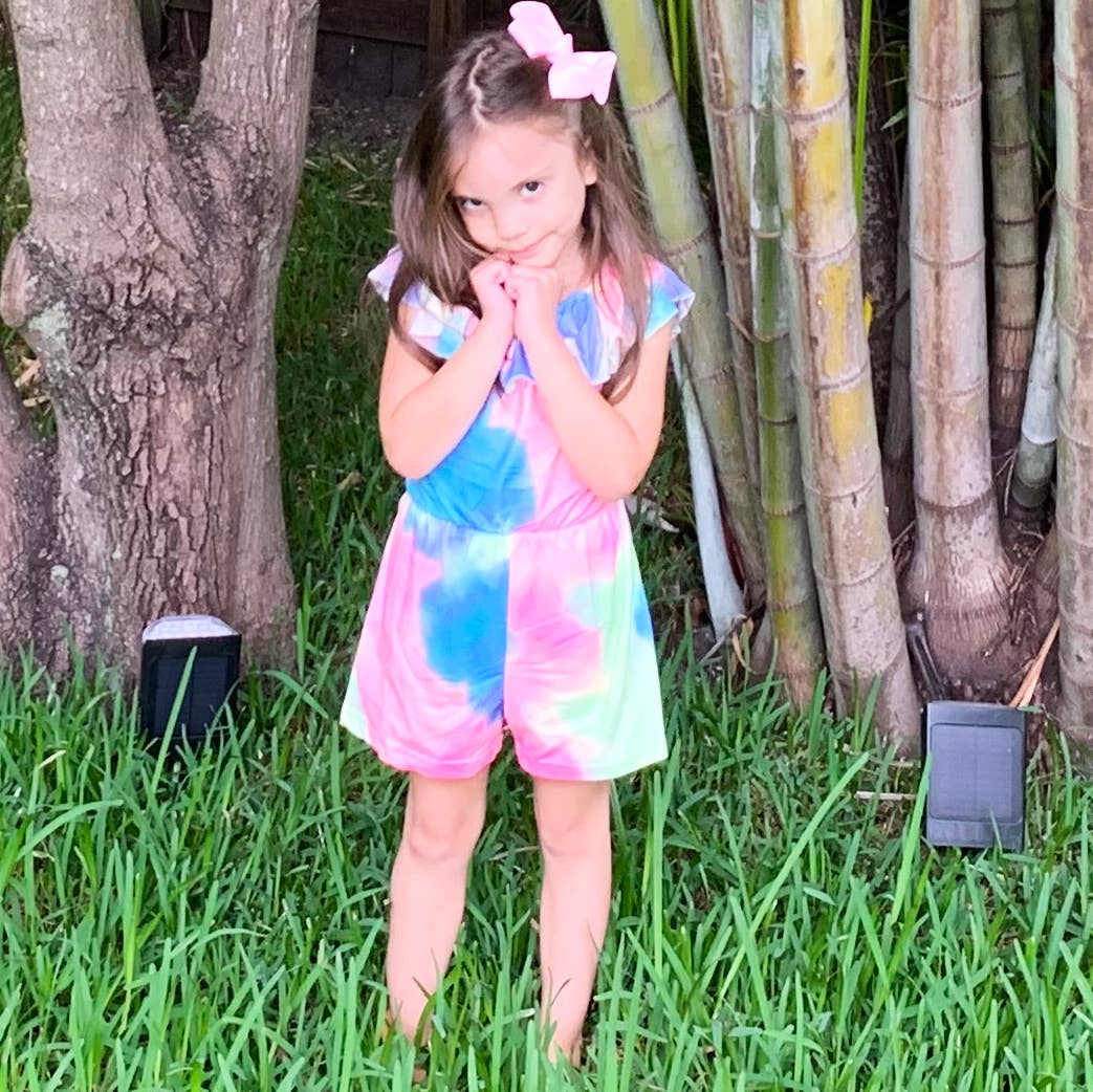 AnnLoren - Vente Combishort – enfant - Combinaison courte et tie-dye pastel pour filles, vêtements de camp d'été5