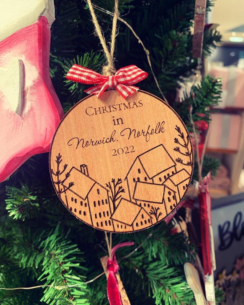 Suze Lake Designs – wholesale Christmas decoration – Personalised Town Christmas Tree Decoration 2