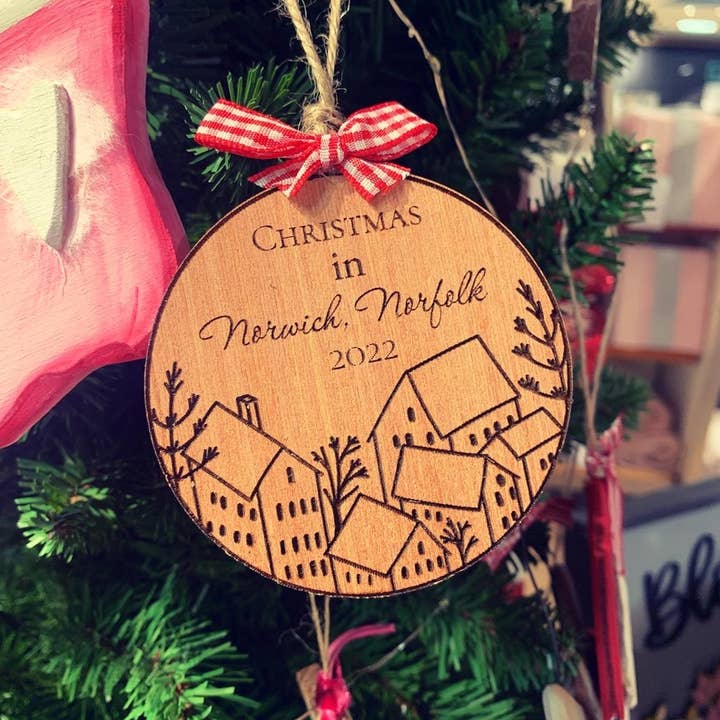 Suze Lake Designs – wholesale Christmas decoration – Personalised Town Christmas Tree Decoration 2