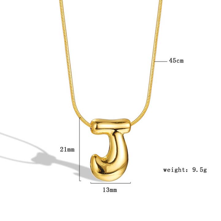 The Classy Cloth WS - Wholesale Pendant/Charm Necklace - Bubble Letter Initial Necklace - Gold RTS8