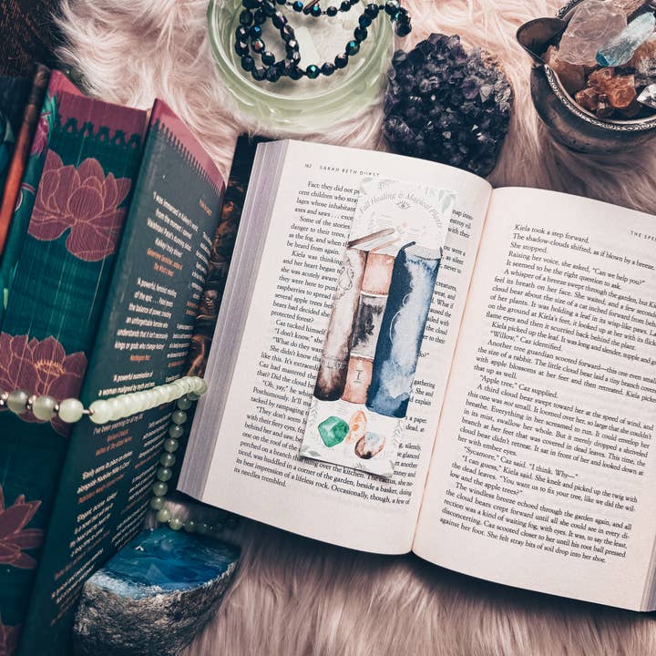 Mirkwood Scribes - Wholesale Bookmark - Spell Book Book Stack Watercolor Handmade Bookmark2