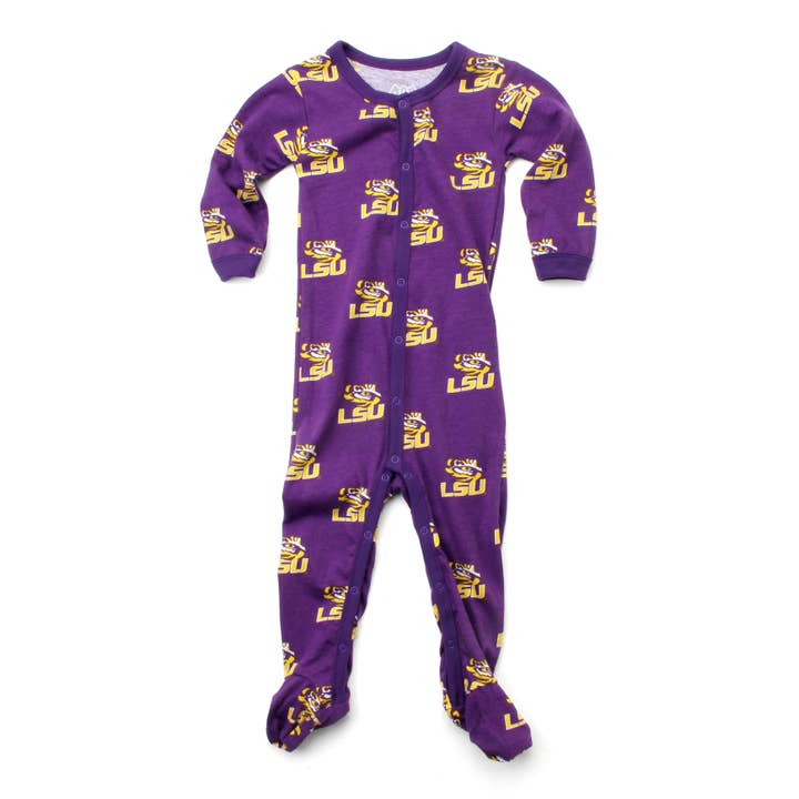 LSU Tigers Infant Footie Pajama for wholesale by Wes and Willy