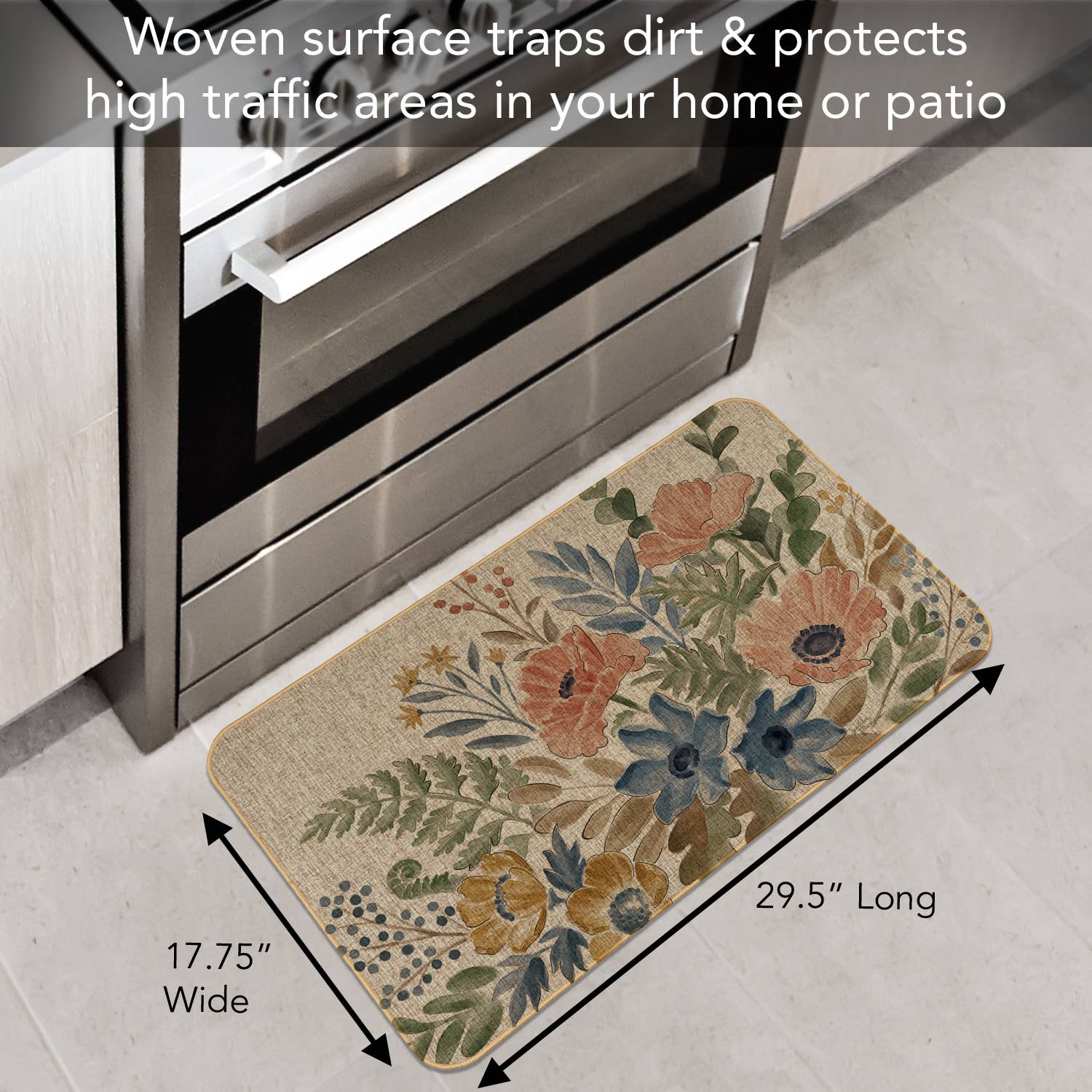 CounterArt/Highland Home/Thirstystone - Wholesale Floor Mat - "Botanical Blends" Natural Linen Look Floor Mat2