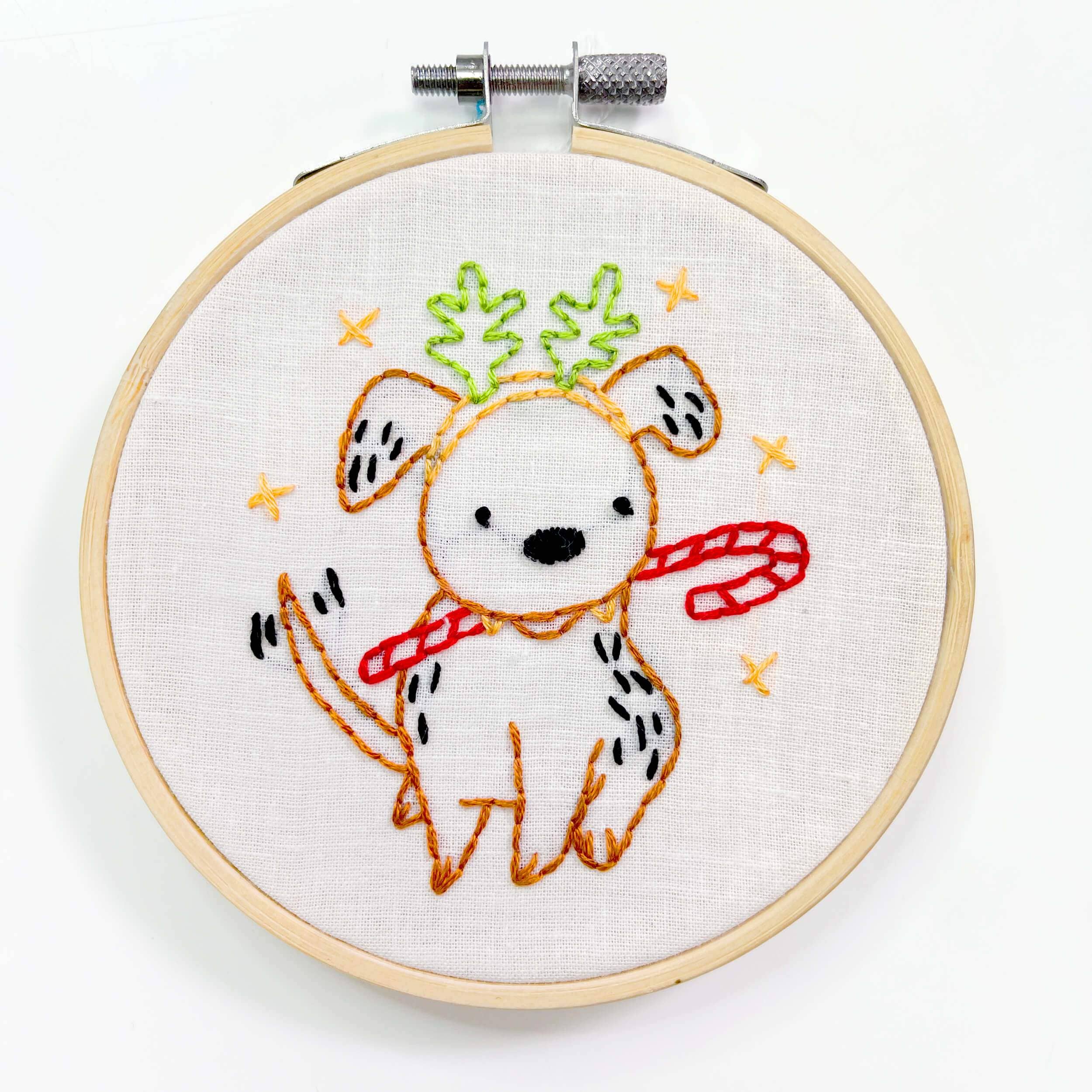 Penguin & Fish - Wholesale Embroidery/Cross Stitch Supplies - Christmas Puppy 4" embroidery kit3