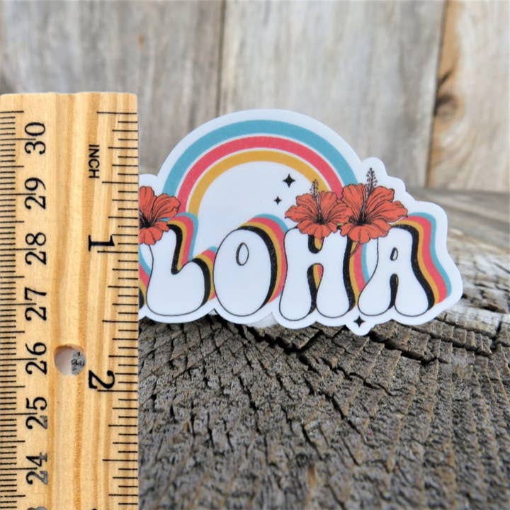 Kirk's Krafts - Wholesale Sticker - Aloha Rainbow Sticker Hawaii Retro Colored Decal Waterproof Travel Souvenir Car Water Bottle Laptop