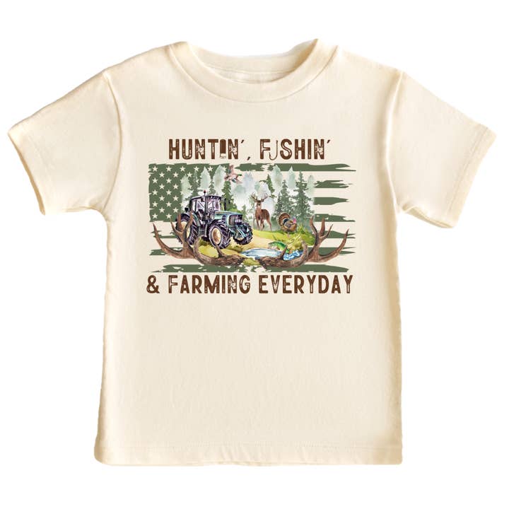 Hunting Fishing Farming Everyday Kids Tee Shirt for wholesale by AvaryMaeInspirations