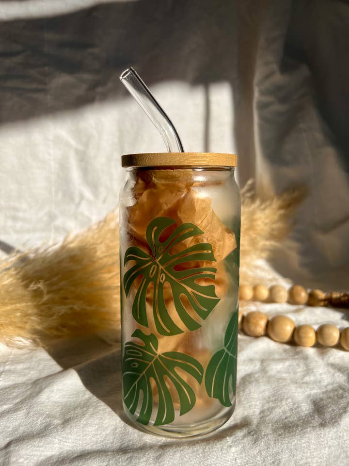 20 oz. Monstera Deliciosa Beer Can Tumbler for wholesale by Plantaholic