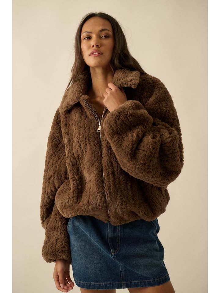 Promesa USA - Wholesale Jacket - Women's - Faux Fur Zip-Up Collared Pocket Jacket2