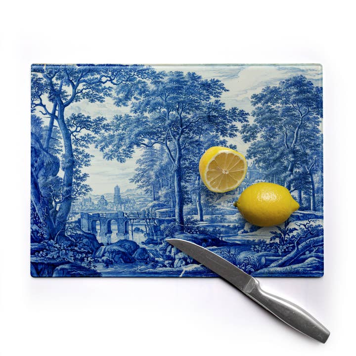 'Recoloured' glass chopping boards (cobalt) for wholesale by Reimagined by Anna Stark