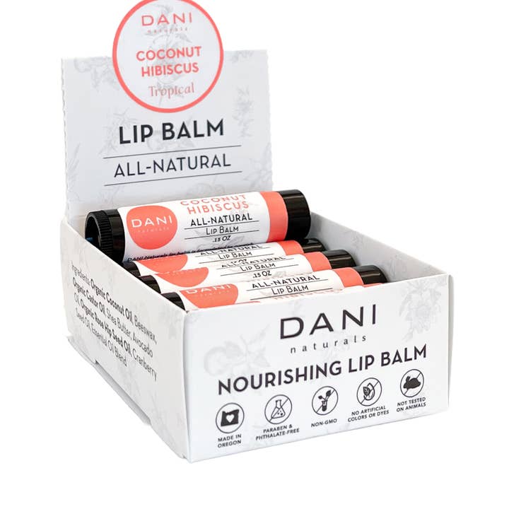Coconut Hibiscus Lip Balm for wholesale by DANI Naturals