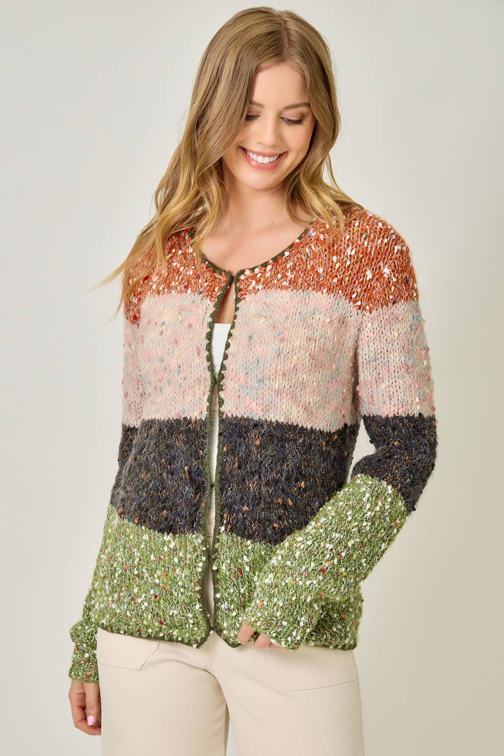 Mystree - Wholesale Cardigan - Women's - 61203 Melange Color Blocked Cardigan 18