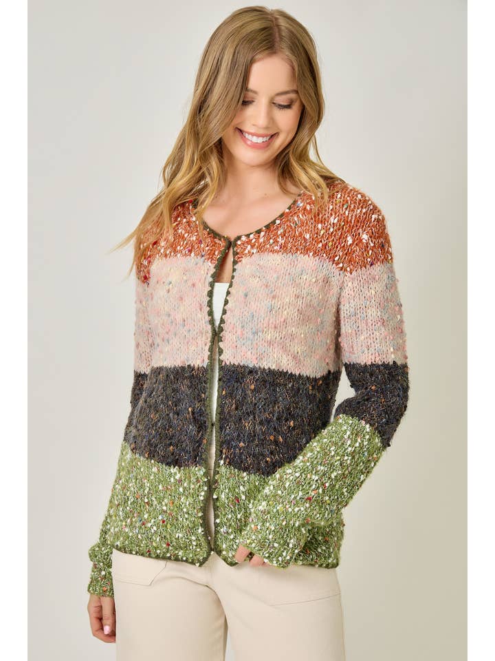 Mystree - Wholesale Cardigan - Women's - 61203 Melange Color Blocked Cardigan 18