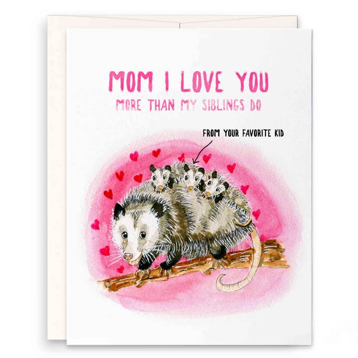 Possum Mom Love — Lustige Muttertagskarte für den Großhandel von Liyana Studio