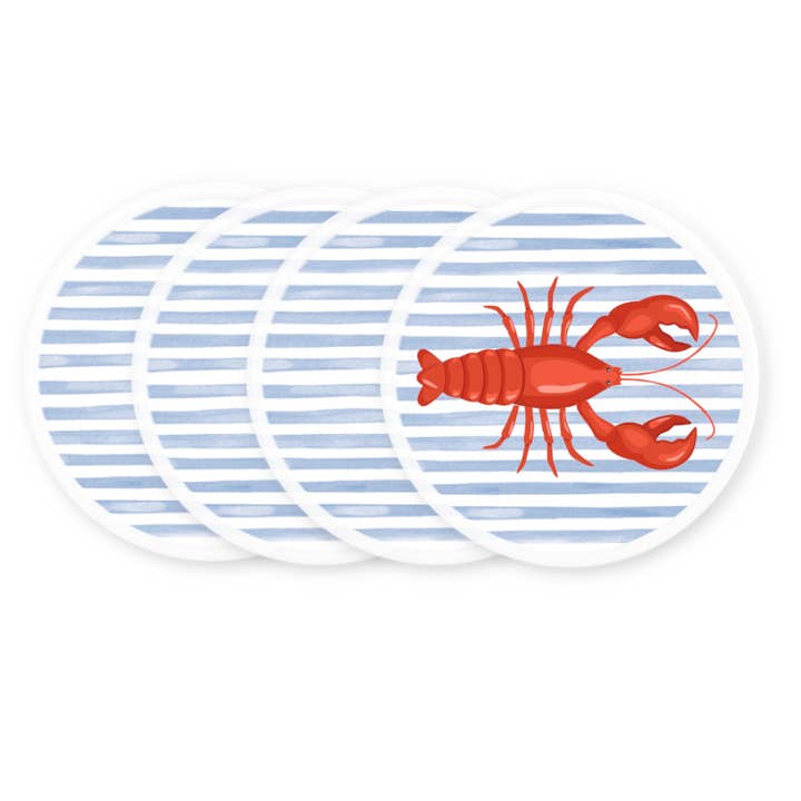 Peachy Pendants - Wholesale Coasters - Coasters - Lobster on Stripes