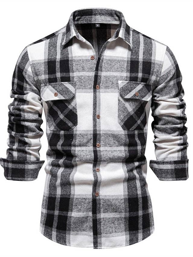 Ecovear - Wholesale Shirt Jacket/Shacket - Men’s - Mens Polyester Plaid Flannel Shirt Jacket
