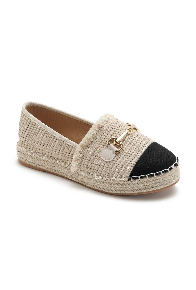 Joia Paris - Wholesale Flats - Women's - Flat espadrilles with black toe and buckle, comfortable H8-8673