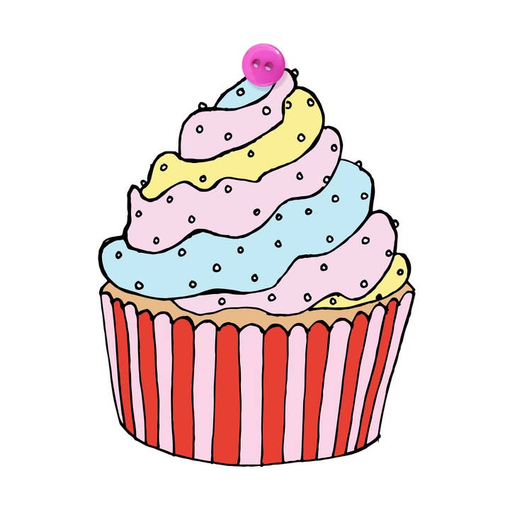 CUPCAKE DE ANIVERSÁRIO, PADEIRO ARTESÃO, MERCEARIA, CARTÃO DE BOTÕES por atacado de The Spare Button Card Range