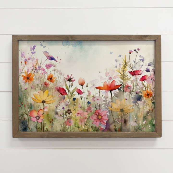 Hangout Home - Wholesale Art Print - Wildflowers Watercolor - Framed Nature Decor - Farmhouse Art