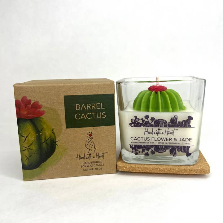 Hand with a Heart - Wholesale Jar/Filled Candle - Cactus flower & Jade Soy Wax Candle