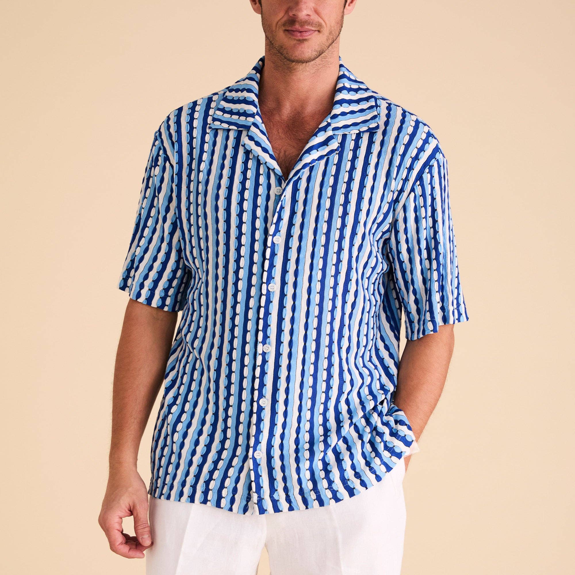 Inserch - Vente Chemise à col boutonné – homme - Chemise à col camp en maille SS6
