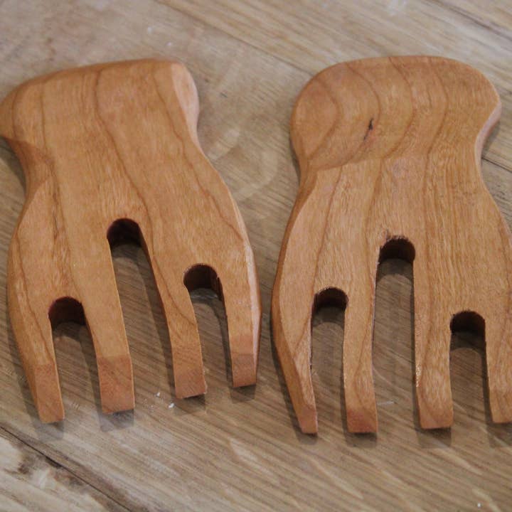 Wild Cherry Spoon co. - Vente Ustensile/gadget de cuisine - Paire de pinces à salade/pâtes, cerisier dur ou noix H